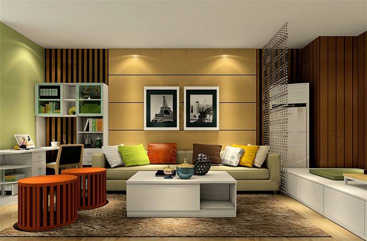 客廳沙發與單地柜連書桌家具