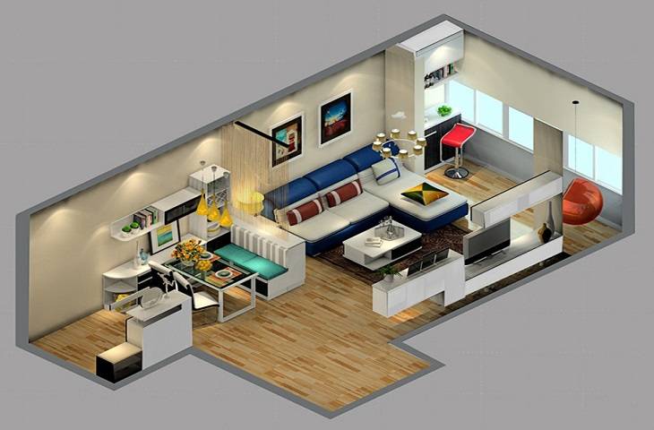 藍色愛琴?？蛷d家居設計效果圖