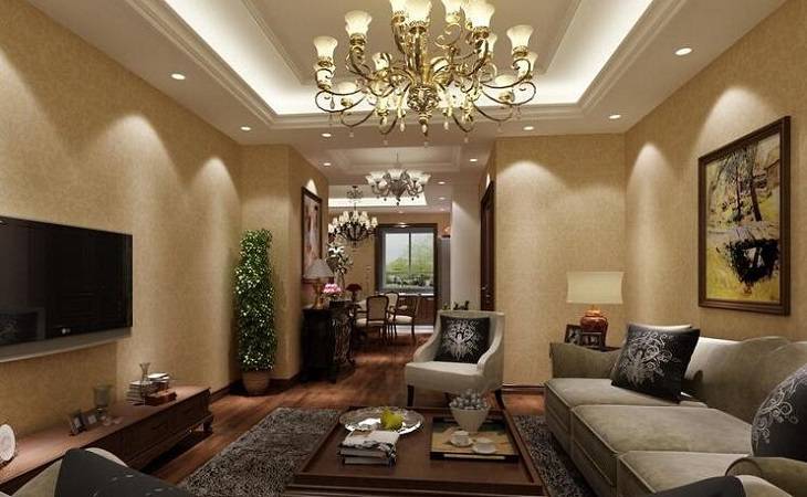 布藝沙發簡約歐式客廳效果圖